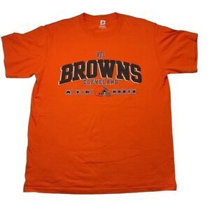 NFL‎ Cleveland Browns T Shirt Men's Medium Orange Front Graphic 00%Cotton